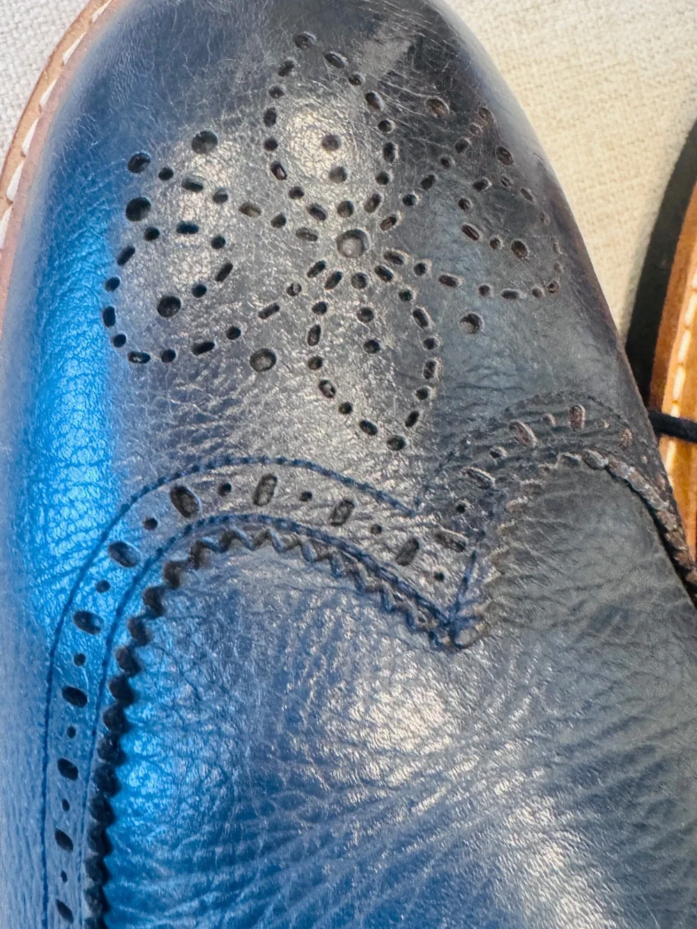 Men's Navy Blue Leather Wingtip Oxfords purchased in London